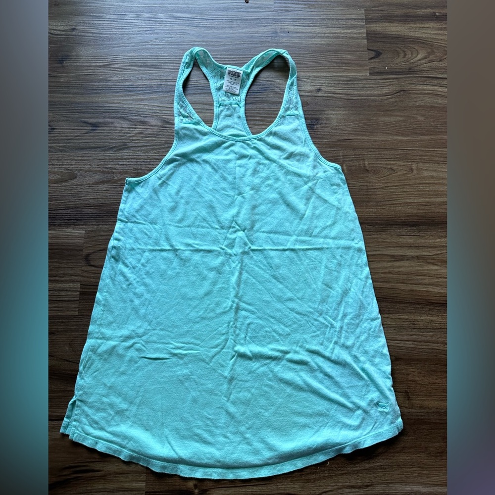 PINK teal colored long tank top